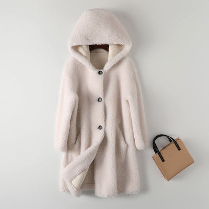 Damen Teddyjacke Warm Kapuze Knopfverschluss