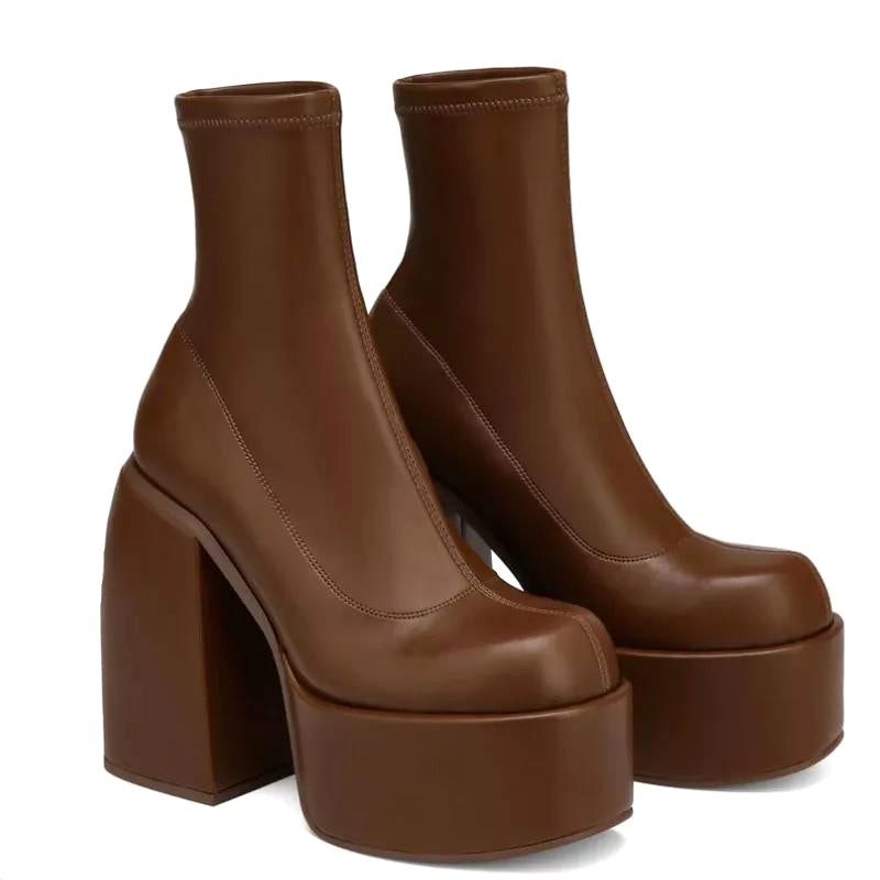 Stilvolle Plattformstiefel High Heel Chunky Sohle Modern