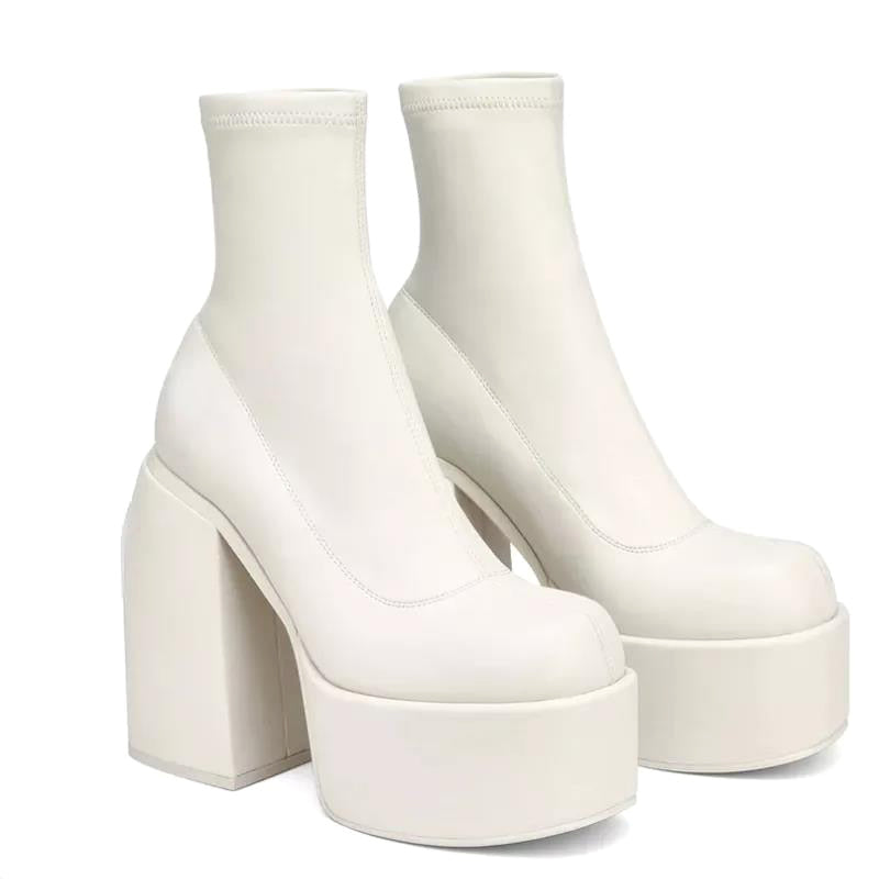 Stilvolle Plattformstiefel High Heel Chunky Sohle Modern