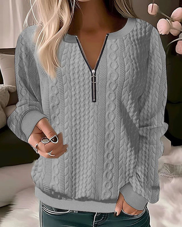 Lässiger Strickpullover Mit Halbzippverschluss