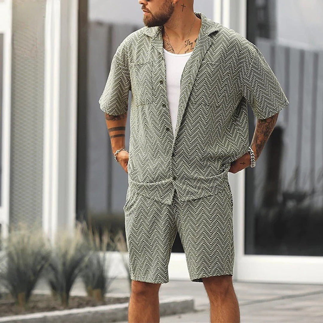 Sommer Outfit für Männer Kurzarm Zweiteiler - IdealeKleiden