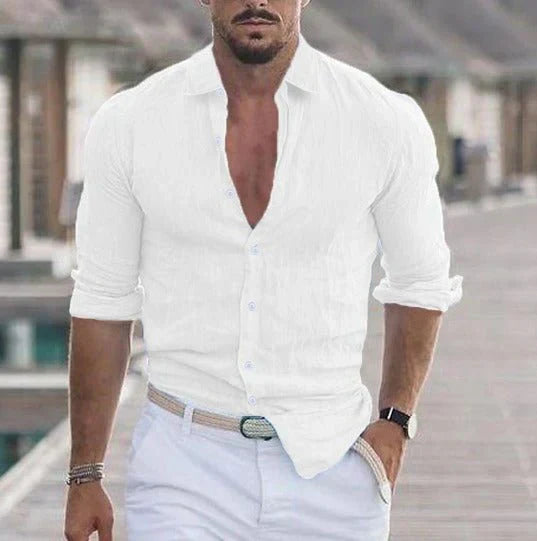 Sommerhemd Langarm Leinen Elegant