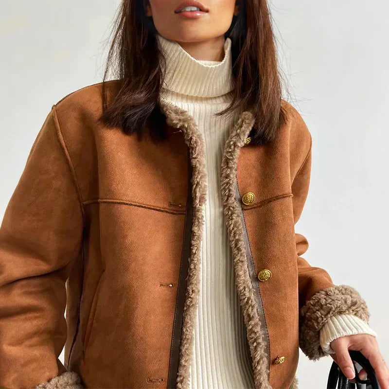 Elegante Damen Wolljacke Warme Wintermode - IdealeKleiden