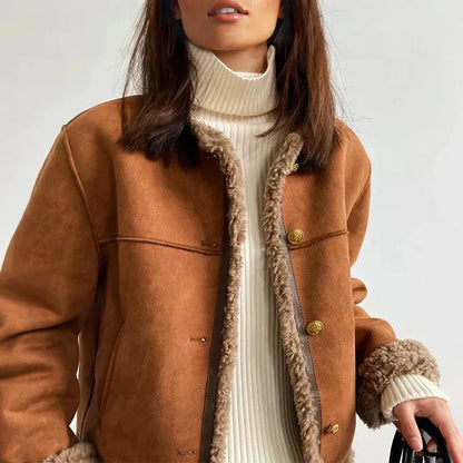 Elegante Damen Wolljacke Warme Wintermode - IdealeKleiden