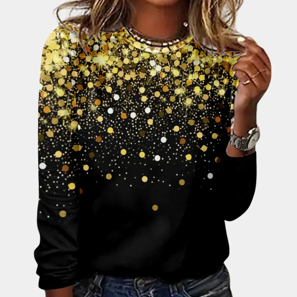 Damen Weihnachtspullover Glitzer Sternenmuster
