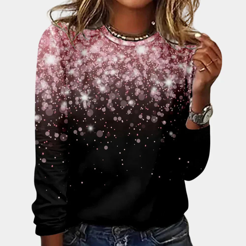 Damen Weihnachtspullover Glitzer Sternenmuster