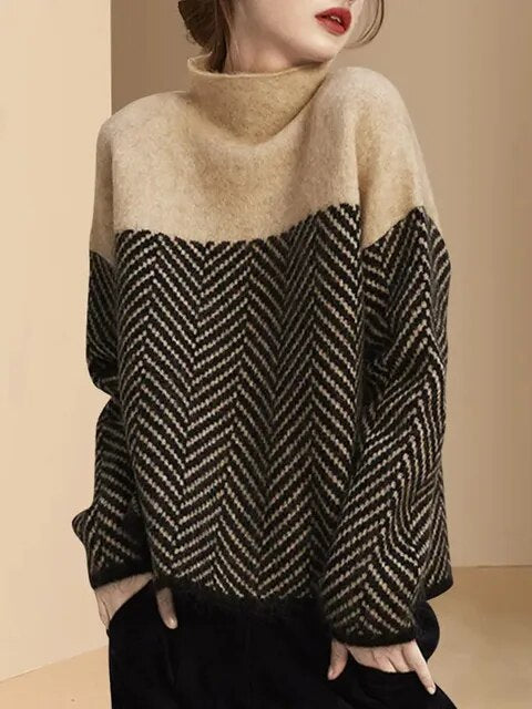 Weicher Pullover Damen Mittlerer Kragen