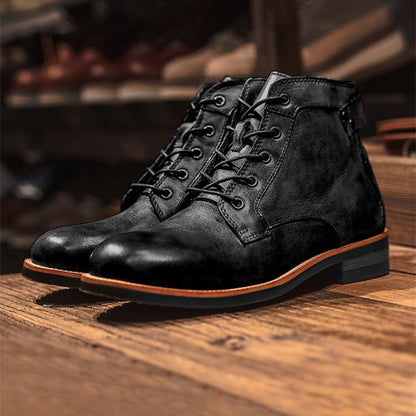 Herren Lederstiefel Winter Schnürstiefelette