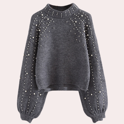 Elegante Damenpullover mit Perlenbesatz
