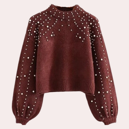 Elegante Damenpullover mit Perlenbesatz