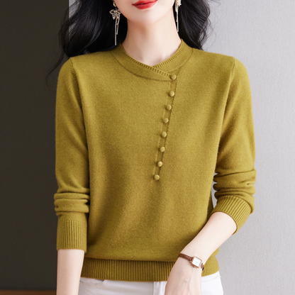 Damen Pullover Knöpfe Elegent