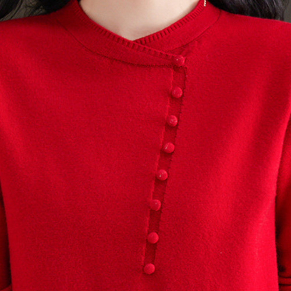 Damen Pullover Knöpfe Elegent - IdealeKleiden