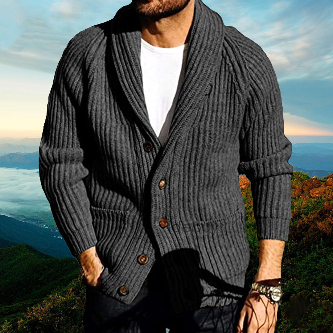 Herren Strickjacke Grob Gestrickt Mit Knöpfen