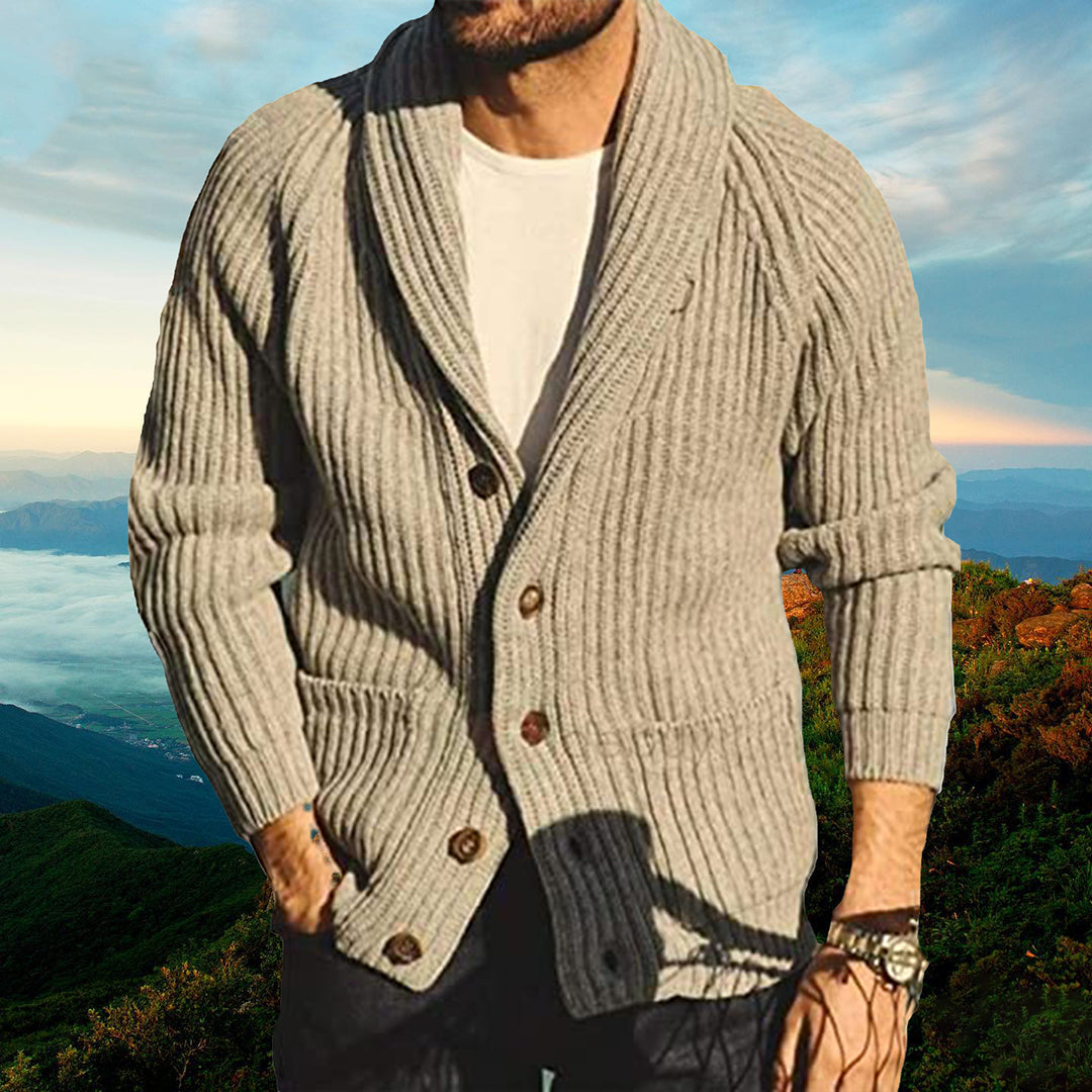 Herren Strickjacke Grob Gestrickt Mit Knöpfen