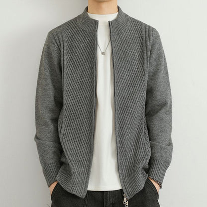 Herren Strickjacke Reißverschluss Oversized