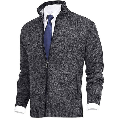 Herren Strickjacke Stehkragen Modern mit Taschen