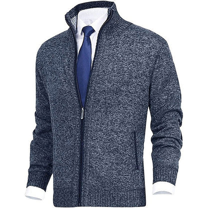 Herren Strickjacke Stehkragen Modern mit Taschen