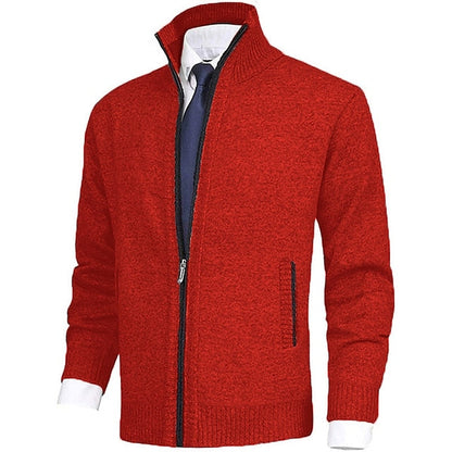Herren Strickjacke Stehkragen Modern mit Taschen