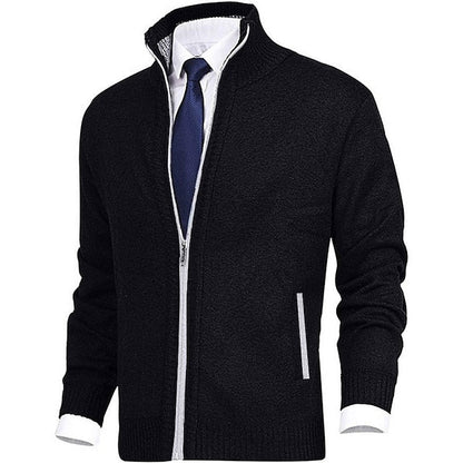 Herren Strickjacke Stehkragen Modern mit Taschen