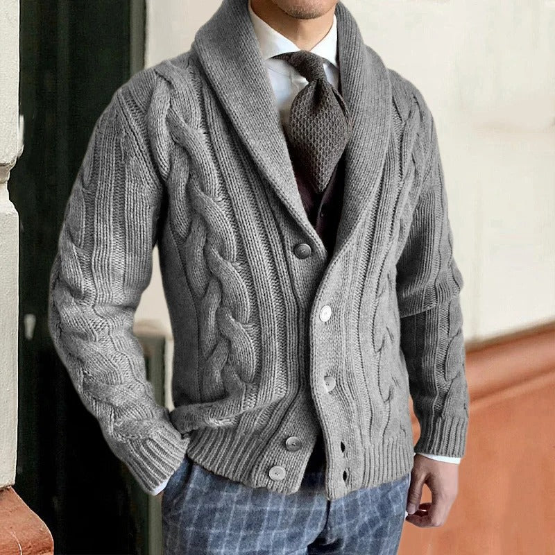 Herren Strickjacke Warm Zopfmuster Winter
