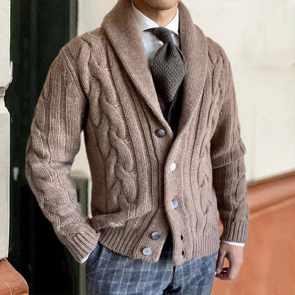 Herren Strickjacke Warm Zopfmuster Winter - IdealeKleiden