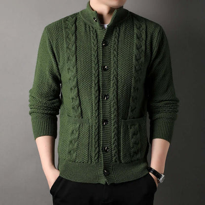Herren Strickjacke Zopfmuster Klassisch