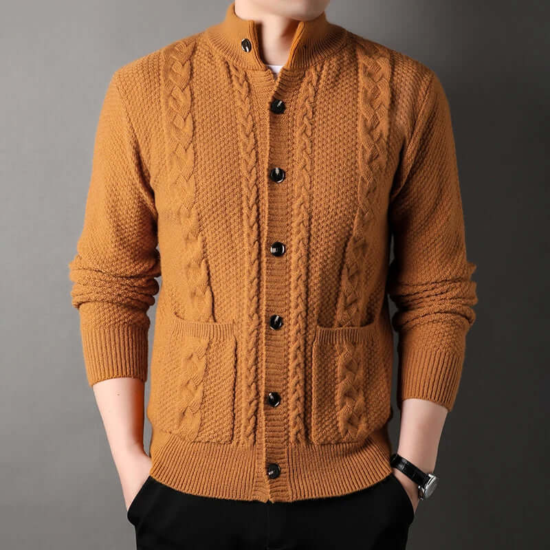 Herren Strickjacke Zopfmuster Klassisch