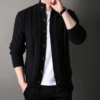 Herren Strickjacke Zopfmuster Klassisch