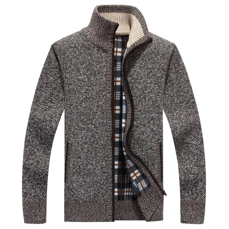 Herren Strickjacke Reißverschluss Winter Warm