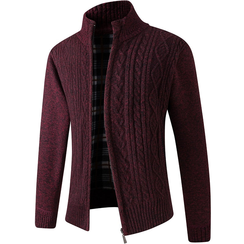 Herren Strickjacke Reißverschluss Winter Warm
