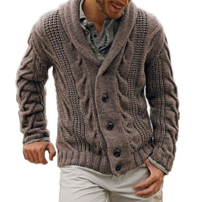 Herren Strickjacke Warm Mit Knöpfen Grob Gestrickt - IdealeKleiden