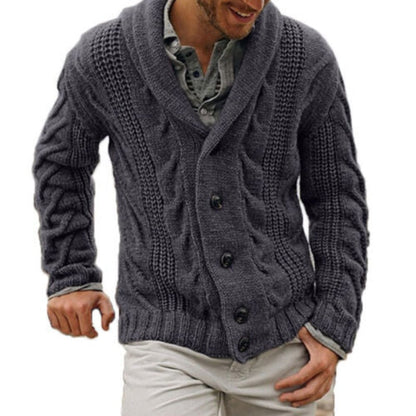 Herren Strickjacke Warm Mit Knöpfen Grob Gestrickt