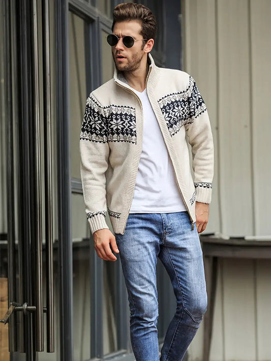 Herren Strickjacke Warm Winter Reißverschluss - IdealeKleiden