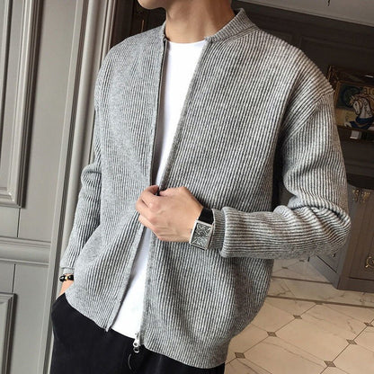Herren Strickjacke Weich Langärmlig mit Reißverschluss