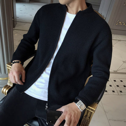 Herren Strickjacke Weich Langärmlig mit Reißverschluss
