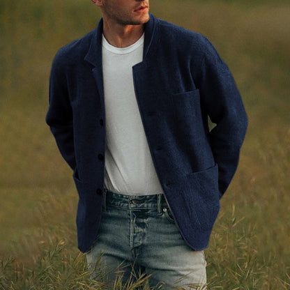 Herren Strickjacke Wollig Mit Knöpfen und Taschen