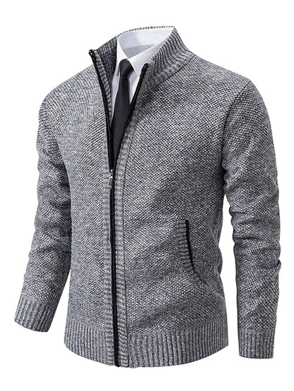 Herren Strickjacke Stehkragen Zip