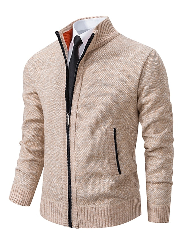 Herren Strickjacke Stehkragen Zip - IdealeKleiden