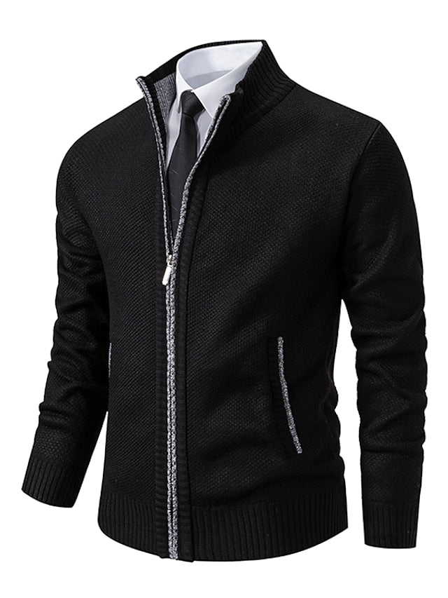 Herren Strickjacke Stehkragen Zip
