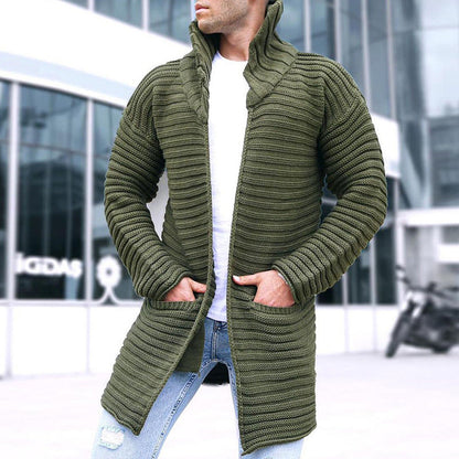 Herren Strickjacke Kapuze Offen Lange