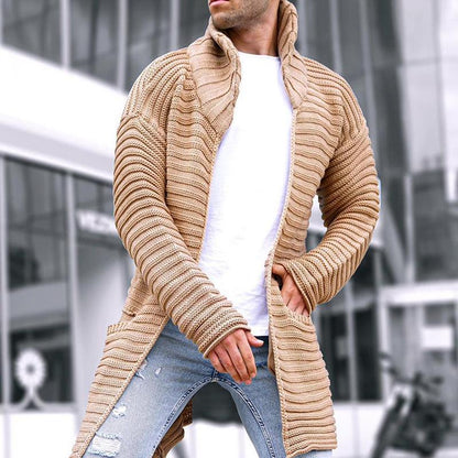 Herren Strickjacke Kapuze Offen Lange