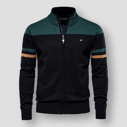 Herren Strickjacke Reißverschluss Vintage Style