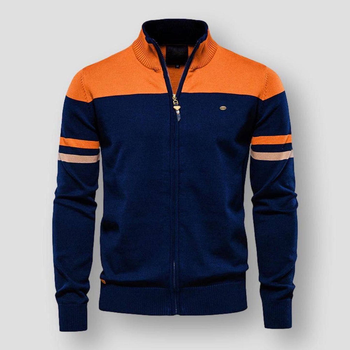 Herren Strickjacke Reißverschluss Vintage Style
