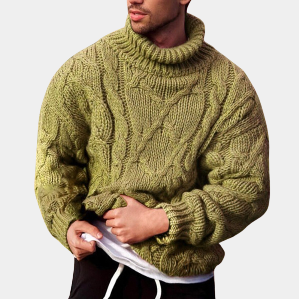 Dickstrick Pullover Rollkragen Herren