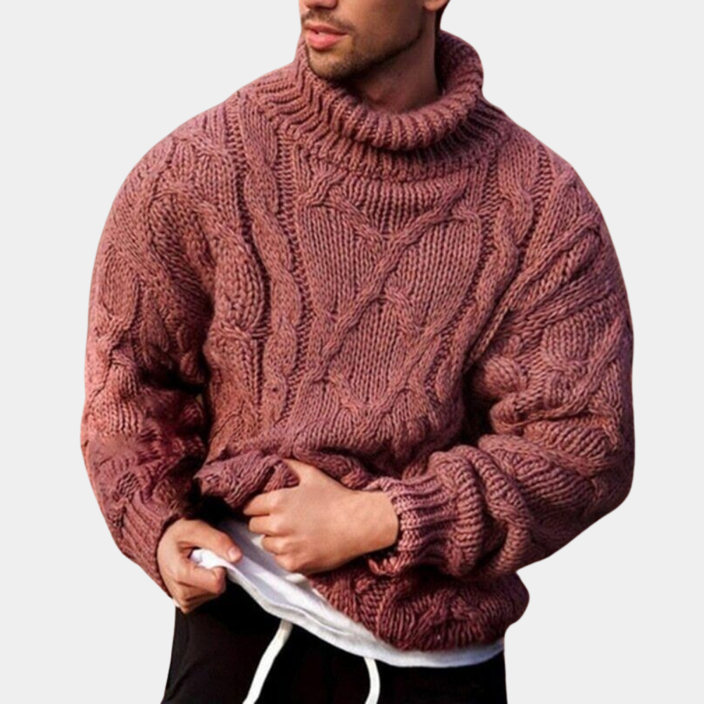 Dickstrick Pullover Rollkragen Herren