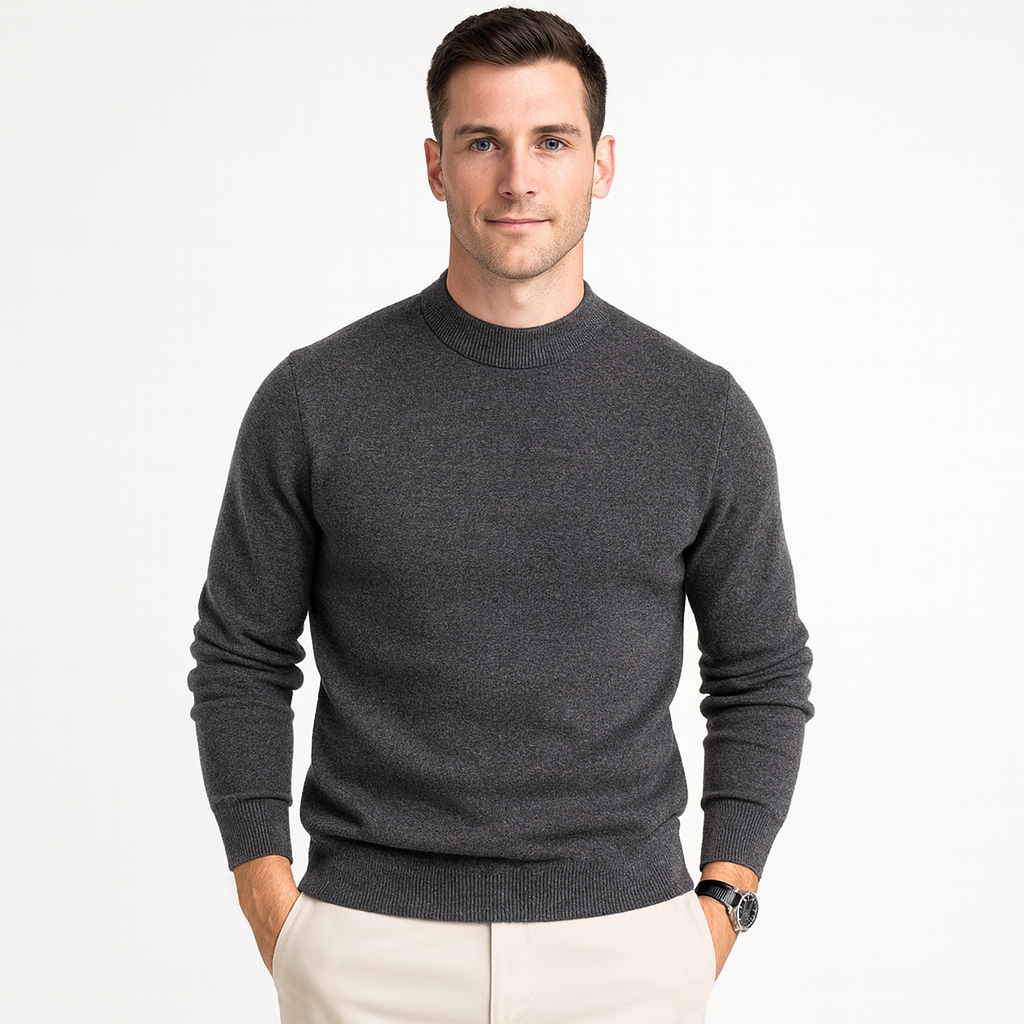 Einfacher Strickpullover Rundhals Herren