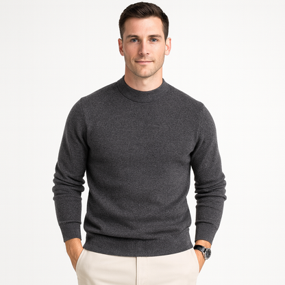 Einfacher Strickpullover Rundhals Herren
