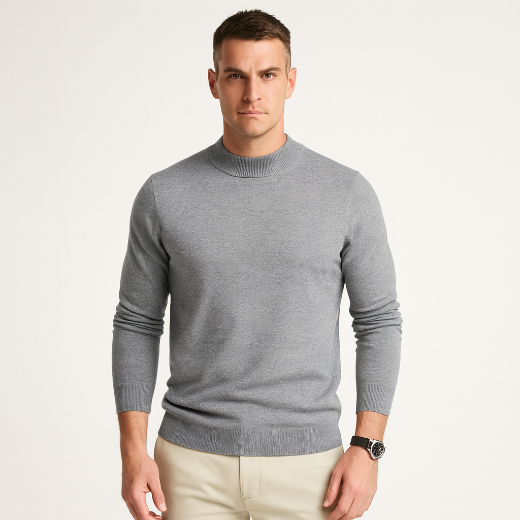 Einfacher Strickpullover Rundhals Herren