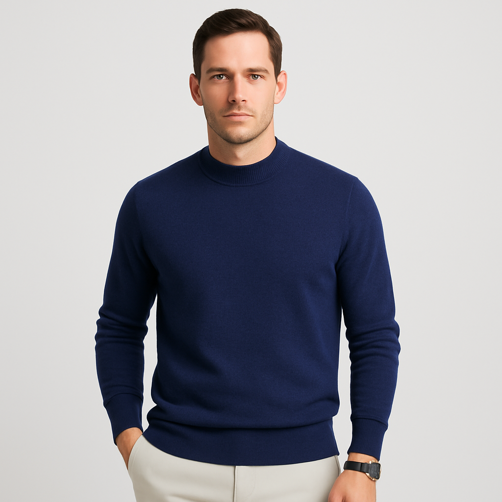 Einfacher Strickpullover Rundhals Herren