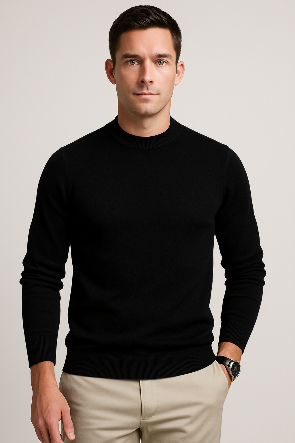 Einfacher Strickpullover Rundhals Herren